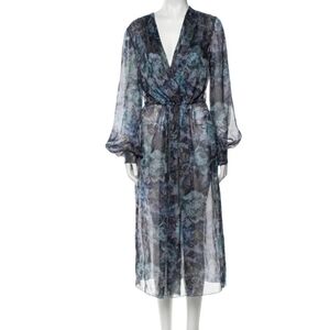 Alberta Ferretti Floral Sheer Silk Midi Dress